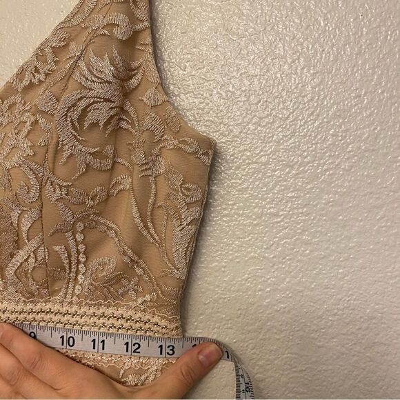 Xtraordinary blush pink beige tan embroidered lace skater Formal Dance - 5 - Picture 15 of 15